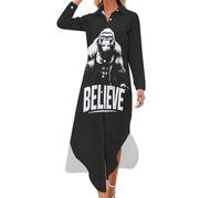 Bigfoot I Believe Sasquatch - Abito da donna alla moda, con bottoni, a maniche lunghe, con spacco, Stile:, 5XL