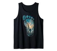 Bigfoot Impronta Luna Luce Montagna Alberi Foresta Sasquatch Canotta