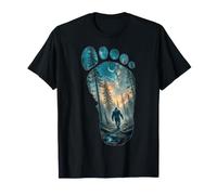 Bigfoot Impronta Luna Luce Montagna Alberi Foresta Sasquatch Maglietta