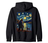 Bigfoot Incontro UFO Mistico Van Gogh Extraterrestre Felpa con Cappuccio