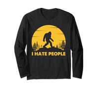 Bigfoot Introvert Humor Sasquatch Tramonto Silhouette Maglia a Manica