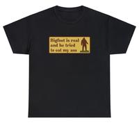 Bigfoot is Real and He Tried to Eat My Ass - Maglietta con meme, stranamente specifico, sasquatch, cryptid, nero, L