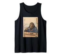 Bigfoot Mangiare Sushi Vintage Arte Giapponese Canotta