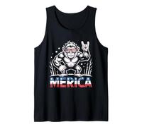 Bigfoot Merica Rock American Flag Patriotic 4 luglio Canotta