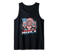 Bigfoot Merica Rock American Flag Patriotic 4 luglio Canotta