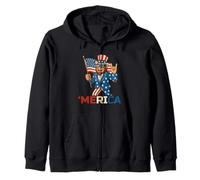 Bigfoot Merica Rock Funny Patriotic Sasquatch 4th of July Felpa con Cappuccio