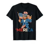 Bigfoot Merica Rock Funny Patriotic Sasquatch 4th of July Maglietta