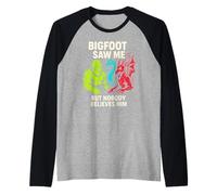Bigfoot Mi ha Visto Nessuno Gli Crede Funny Mens Cryptid Maglia con Maniche Raglan
