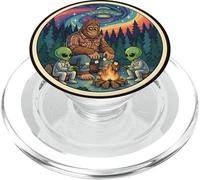 Bigfoot nella foresta di pino con alieni, cryptid, sasquatch UFO PopSockets PopGrip per MagSafe