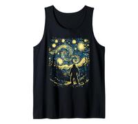 Bigfoot nella notte della foresta stellata ispirato a Van Gogh Art Canotta