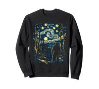 Bigfoot nella notte della foresta stellata ispirato a Van Gogh Art Felpa