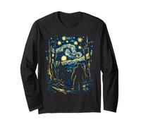 Bigfoot nella notte della foresta stellata ispirato a Van Gogh Art Maglia a Manica