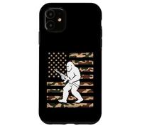 Bigfoot patriottico con fucile sulla bandiera americana mimetica USA 2A Custodia per iPhone 11