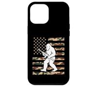 Bigfoot patriottico con fucile sulla bandiera americana mimetica USA 2A Custodia per iPhone 12 Pro Max
