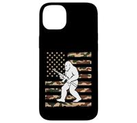 Bigfoot patriottico con fucile sulla bandiera americana mimetica USA 2A Custodia per iPhone 14 Plus