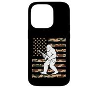 Bigfoot patriottico con fucile sulla bandiera americana mimetica USA 2A Custodia per iPhone 14 Pro