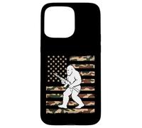 Bigfoot patriottico con fucile sulla bandiera americana mimetica USA 2A Custodia per iPhone 15 Pro Max