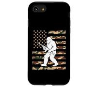 Bigfoot patriottico con fucile sulla bandiera americana mimetica USA 2A Custodia per iPhone SE (2020) / 7/8