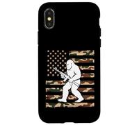 Bigfoot patriottico con fucile sulla bandiera americana mimetica USA 2A Custodia per iPhone X/XS