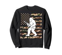 Bigfoot Patriottico con Fucile sulla Bandiera Americana Mimetica USA 2A Felpa