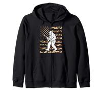 Bigfoot Patriottico con Fucile sulla Bandiera Americana Mimetica USA 2A Felpa con Cappuccio