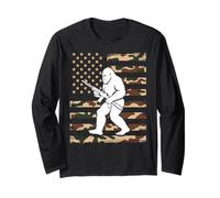 Bigfoot Patriottico con Fucile sulla Bandiera Americana Mimetica USA 2A Maglia a Manica