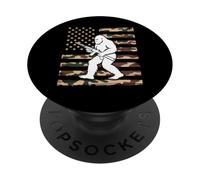 Bigfoot patriottico con fucile sulla bandiera americana mimetica USA 2A PopSockets PopGrip Adesivo