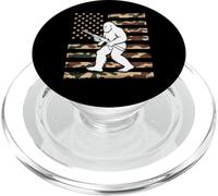 Bigfoot patriottico con fucile sulla bandiera americana mimetica USA 2A PopSockets PopGrip per MagSafe