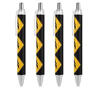 Bigfoot, penne a sfera con segnale stradale, scrittura liscia, 0,5 mm, inchiostro nero, penna a sfera retrattile, penne a sfera da lavoro, penne a sfera per ufficio, studenti, 4 pezzi