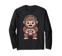 Bigfoot Playing Video Game Sasquatch Video Gamers Maglia a Manica