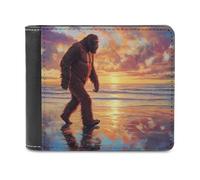 Bigfoot - Portafogli con stampa tramonto che cammina sulla spiaggia, con scomparti multipli per carte di credito, per uomini e donne
