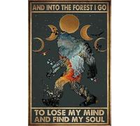 Bigfoot Poster e Into The Forest I Lose My Mind and Find My Soul pittura in metallo retrò vintage targa in latta decorazione da parete poster 20,3 x 30,5 cm