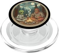 Bigfoot Roasting Marshmellows con un UFO Alieno Sasquatch PopSockets PopGrip per MagSafe