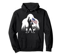 Bigfoot Rock On Sasquatch Yeti - Bandiera degli Stati Uniti Felpa con Cappuccio