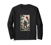 Bigfoot Samurai Giapponese Yokai Mitico Bestia Leggenda Maglia a Manica