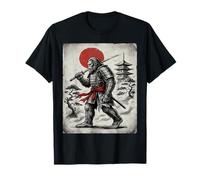 Bigfoot Samurai Guerriero Giapponese Sasquatch Ukiyo-e Art Maglietta