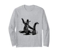 Bigfoot Sasquatch equitazione il mostro di Loch Ness divertente Maglia a Manica