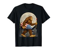Bigfoot Sasquatch Fireworks 4 luglio Bandiera americana US Men Maglietta