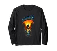 Bigfoot Sasquatch Impronta Foresta Natura Scena Maglia a Manica