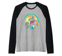 Bigfoot - Sasquatch Rocker Divertente per Suonare la Chitarra elettrica Maglia con Maniche Raglan