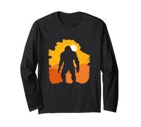 Bigfoot Sasquatch Tramonto Silhouette Camping Gift Maglia a Manica