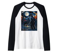 Bigfoot Starry Night - Van Gogh Inspired Sasquatch Art Tee Maglia con Maniche Raglan