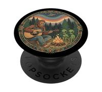 Bigfoot Suonare la chitarra con gli alieni Sasquatch Forest Camping PopSockets PopGrip Adesivo
