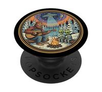 Bigfoot Suonare la chitarra con un Alien Sasquatch Camping PopSockets PopGrip Adesivo