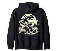 Bigfoot Suonare la chitarra sotto la luna piena nella natura della pineta Felpa con Cappuccio