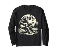 Bigfoot Suonare la chitarra sotto la luna piena nella natura della pineta Maglia a Manica