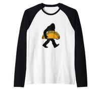 Bigfoot - Taco Gigante con Disegno di Cibo Sasquatch Maglia con Maniche Raglan