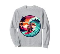 Bigfoot Tavola da Surf Cavalcando Onda al Tramonto Retro Beach Vibes Felpa