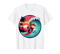 Bigfoot Tavola da Surf Cavalcando Onda al Tramonto Retro Beach Vibes Maglietta