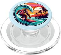 Bigfoot Tavola da surf Cavalcando Onda al Tramonto Retro Beach Vibes PopSockets PopGrip per MagSafe
